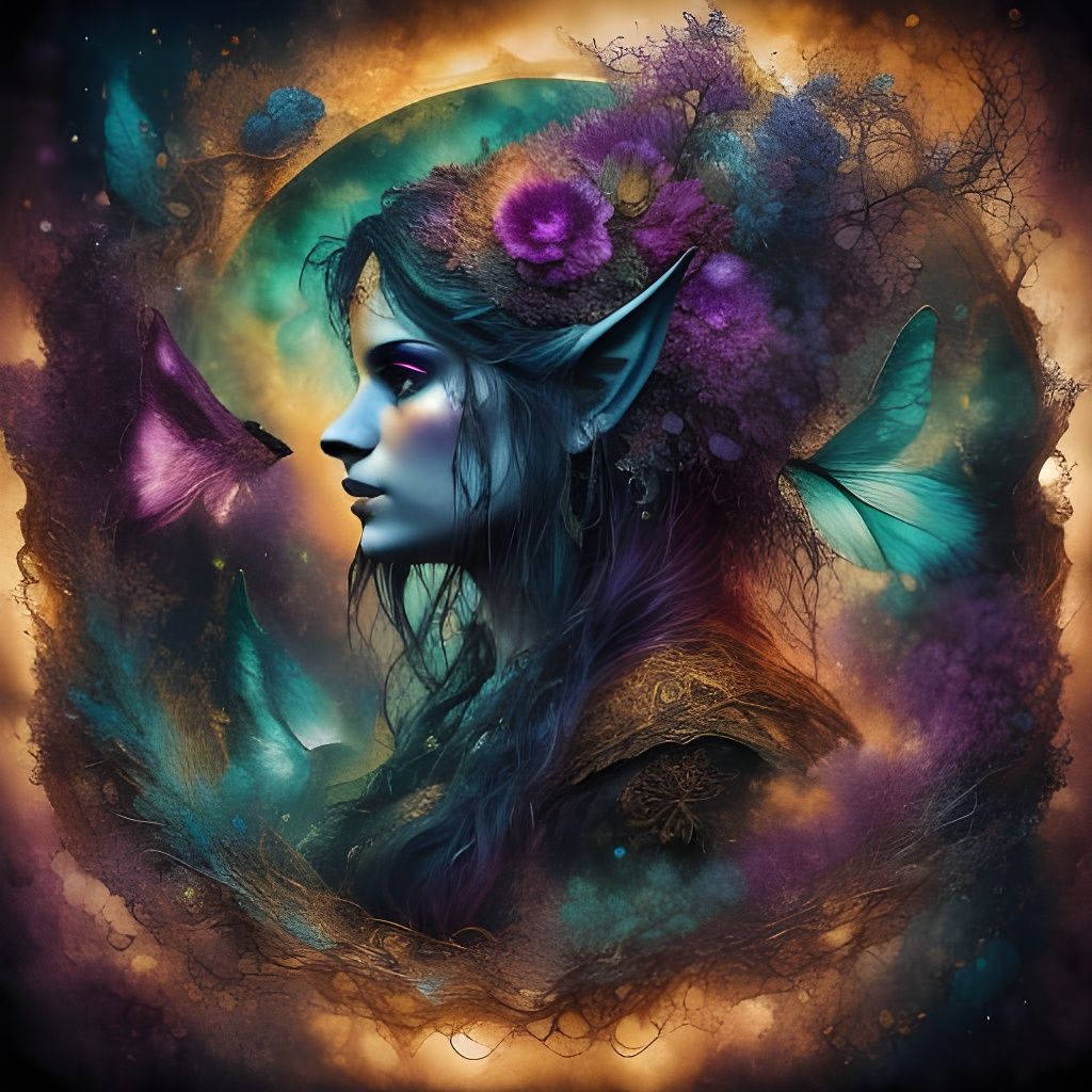 Ethereal Fantasy Oil Painting with High Contrast