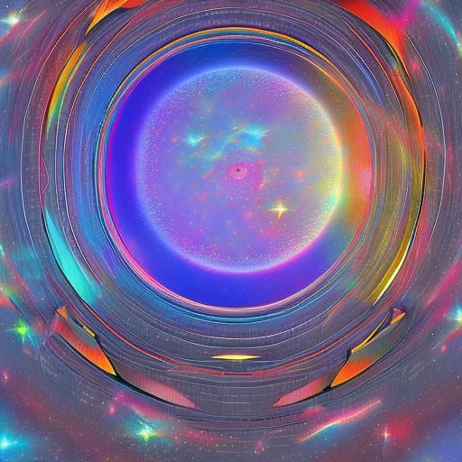 Cosmic Astral Illustration in Pablo Amaringo Style