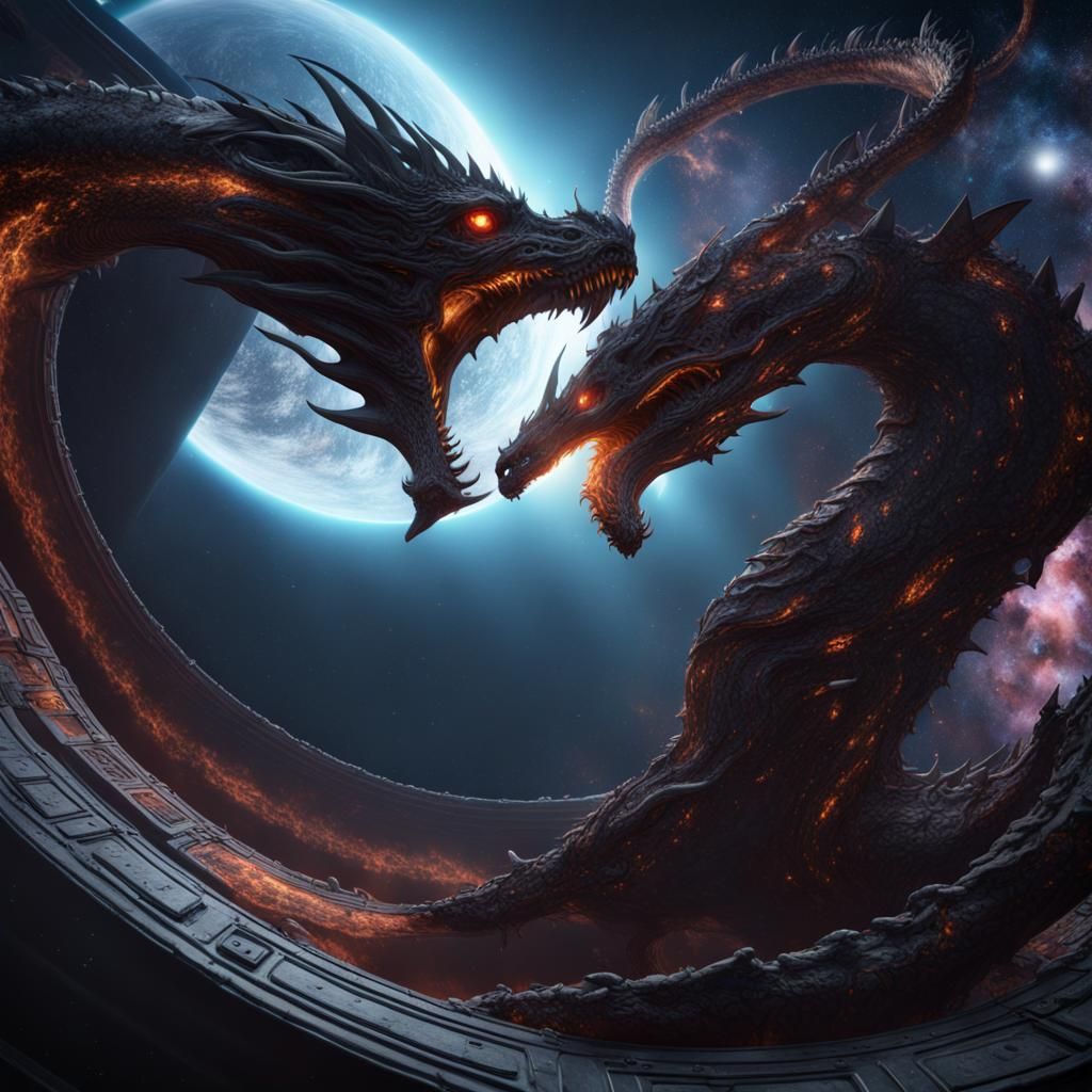 Dead Giant World Eater Dragon in Space