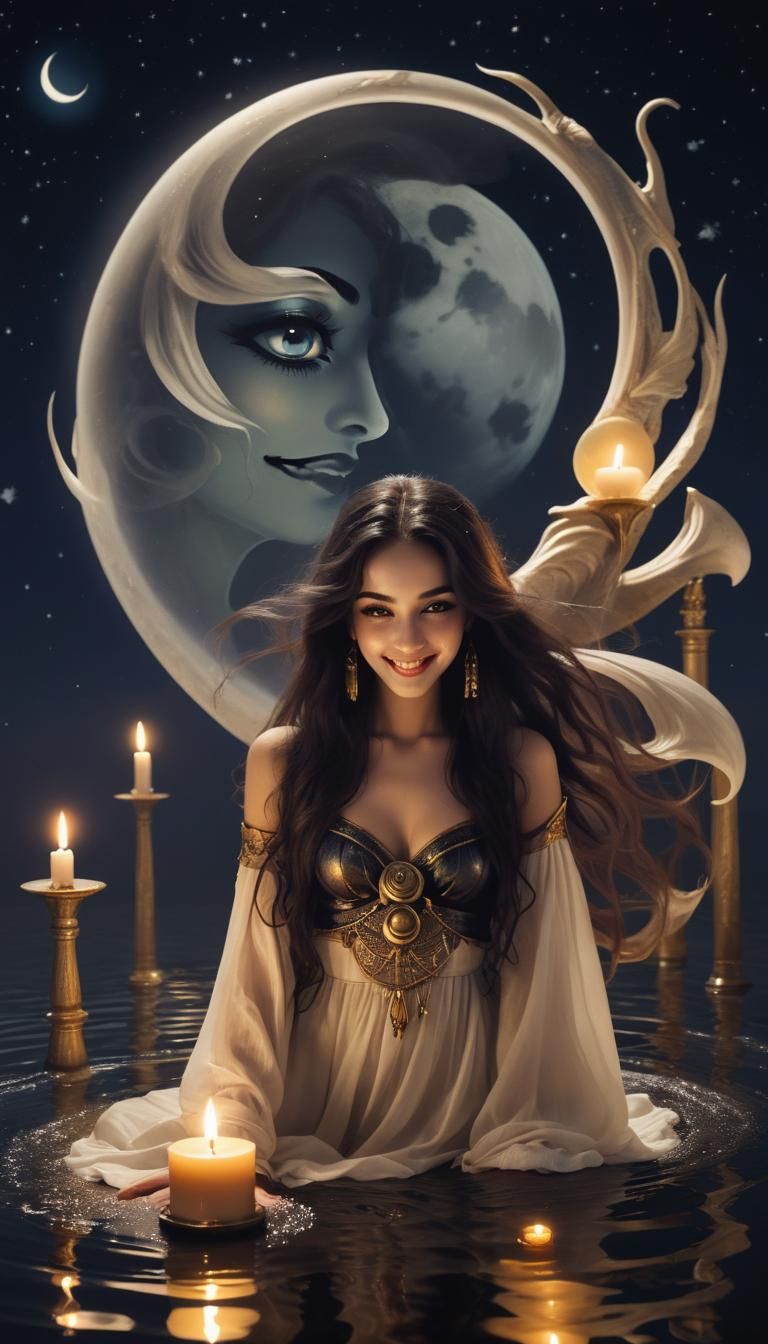 Gothic Egyptian old smile  candle, dark night , breathtaking...