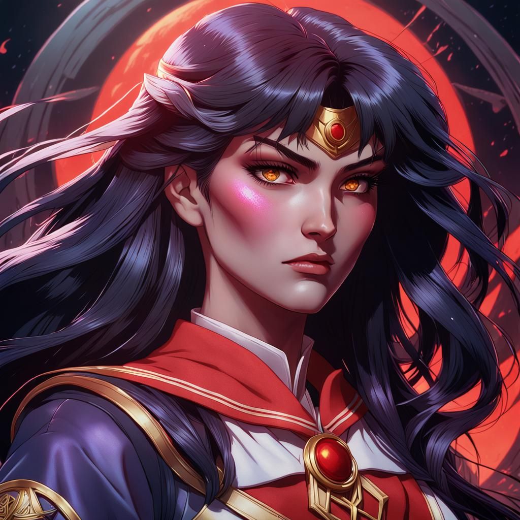 Demonic Sailor Mars Portrait: Hyperdetailed Concept Art