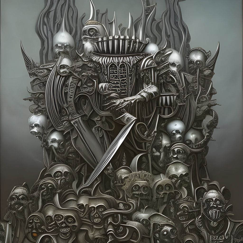 Grimdark Ork Metal Band in Mixed Media Style