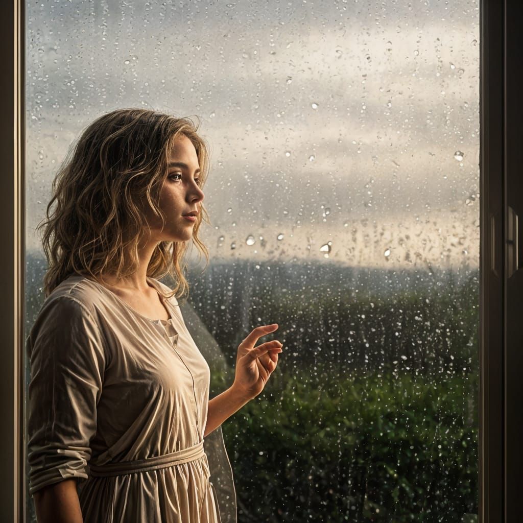 Rainy Day Window Scene: A Moment of Peace