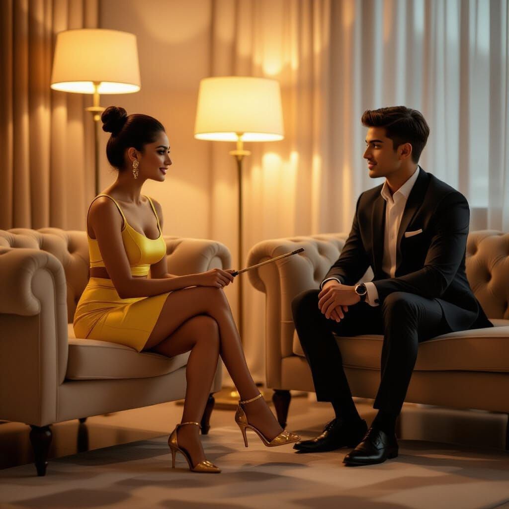 Elegant Indian Women in Plush Lounge, Cinematic Style