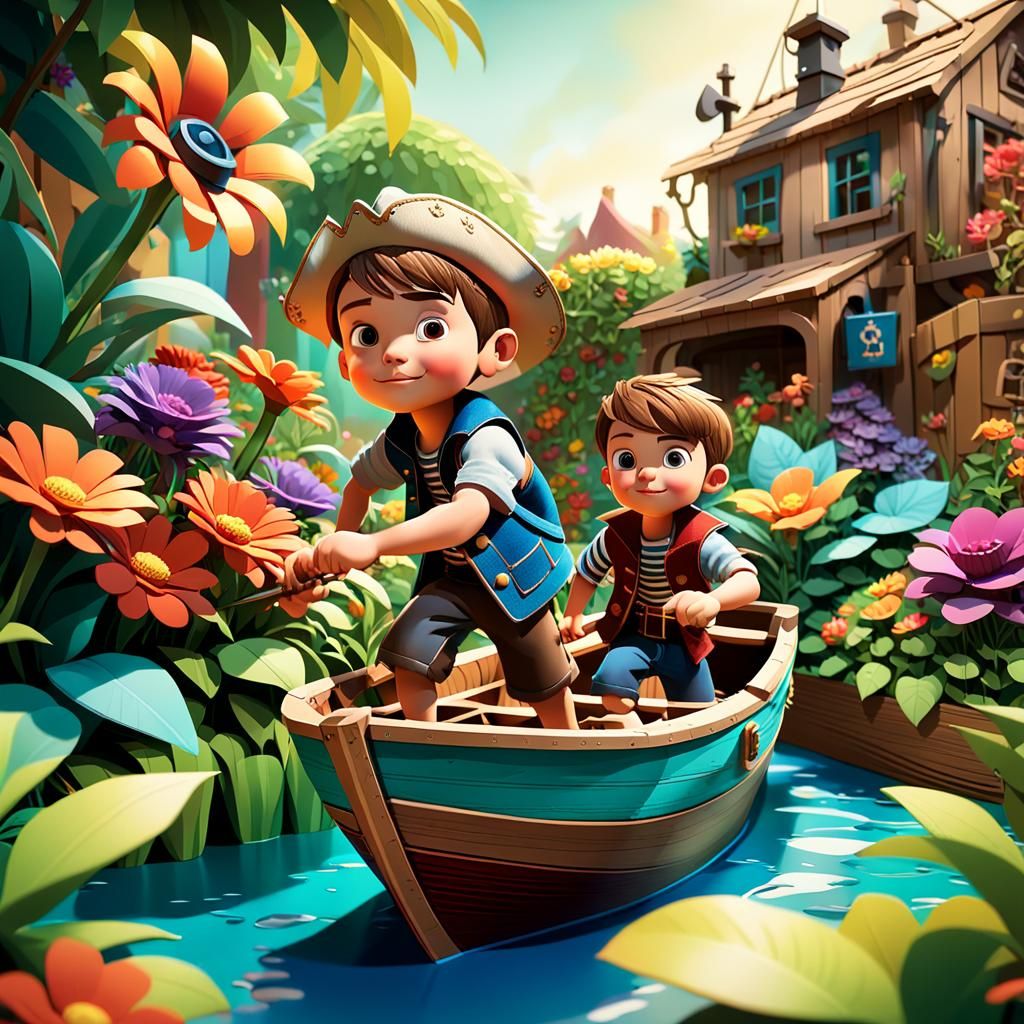Whimsical Backyard Pirates in Vibrant 3D
