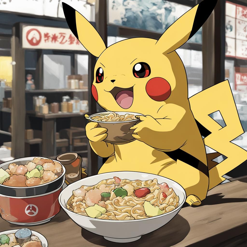 Pikachu at Ichiraku Ramen