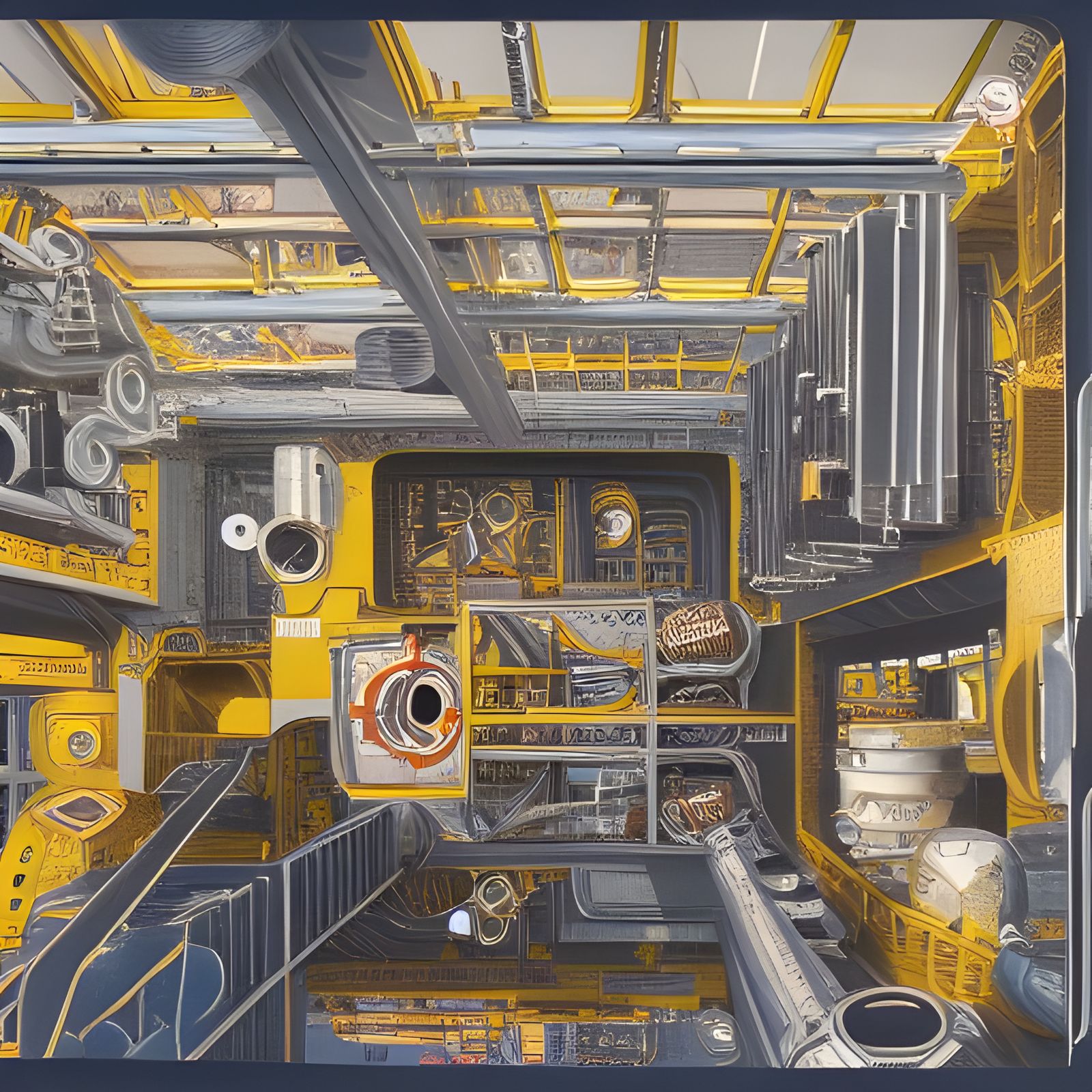 Spacious Space Station Interior in Chromolithograph Style