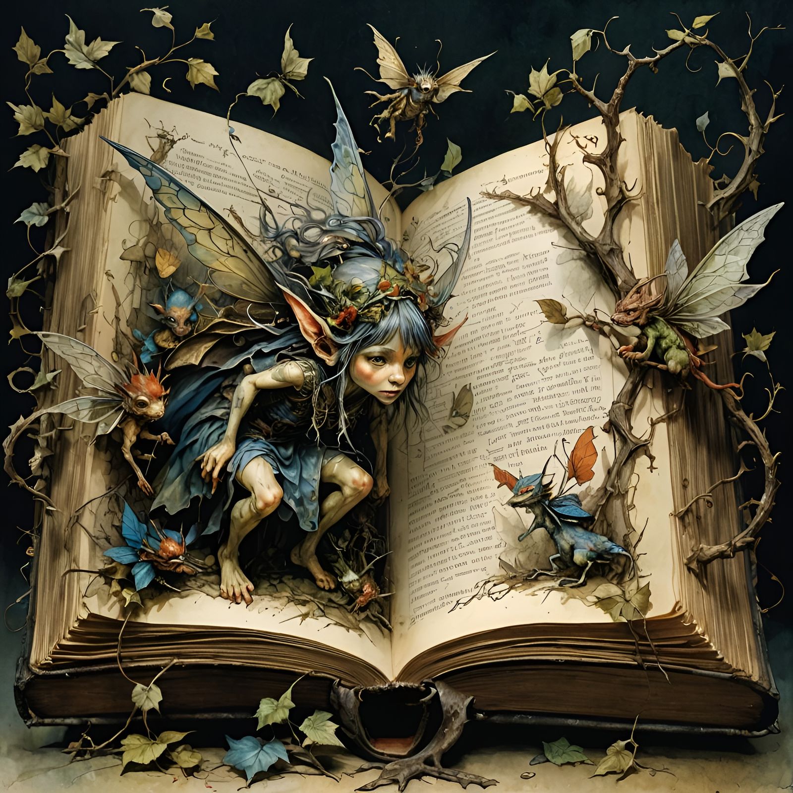 Ornate Fairy Tale Book with Emerging Characters
