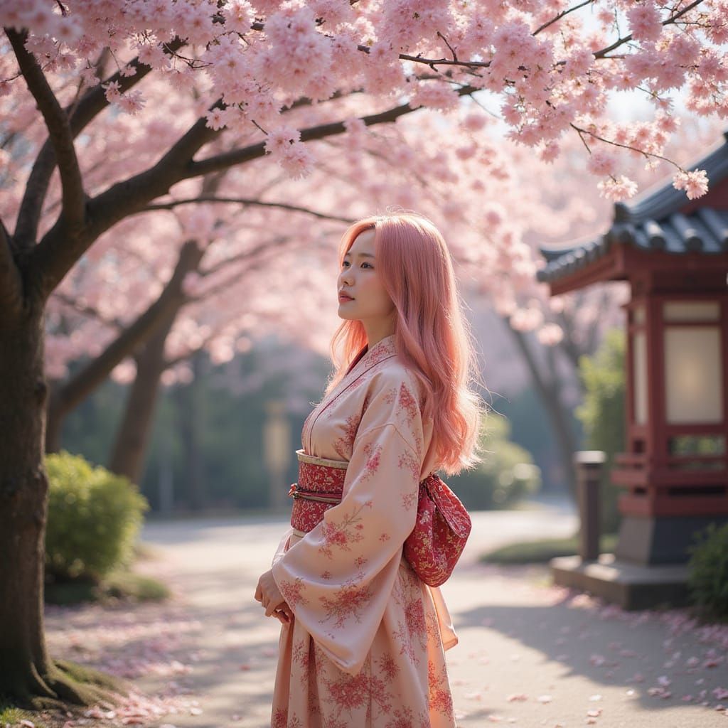 Blossoming Beauty in Traditional Japanese Garden