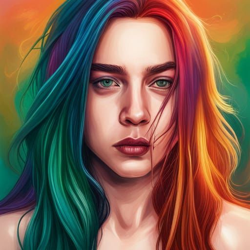 Billie Eilish as Starfire: Hyperrealistic Concept Art