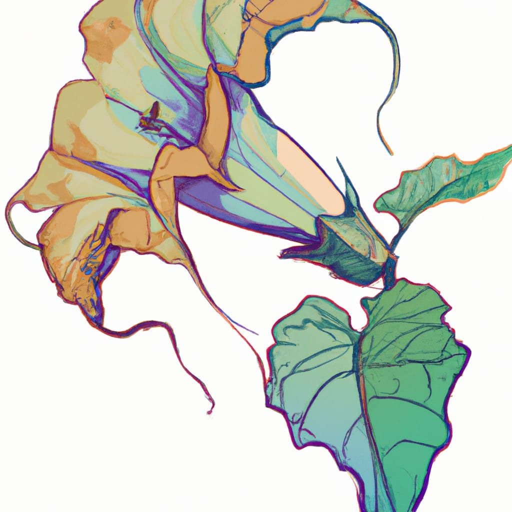 Art Nouveau Style Datura Flower Illustration