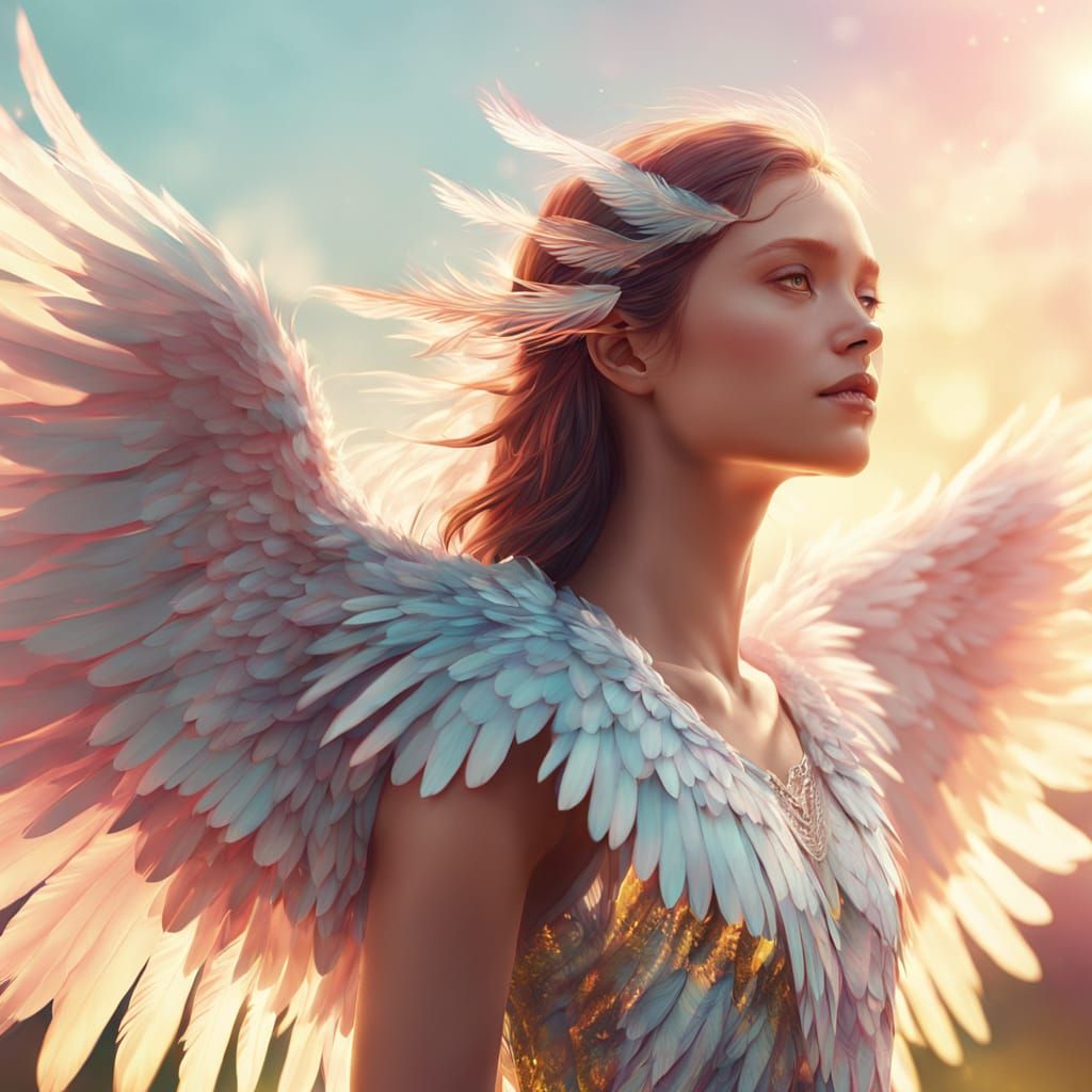 Person With Wings in Vibrant Digital Art
