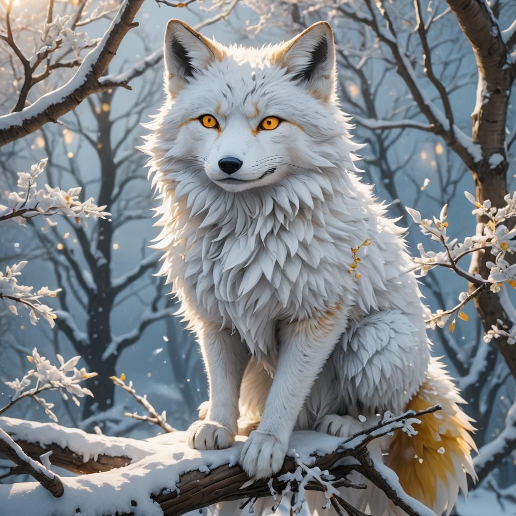 Snow Fox in Anime-Inspired 3D Art