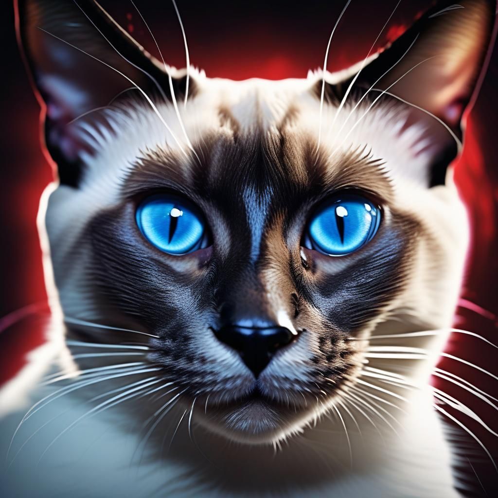 Hypnotist Siamese Cat: Close Up Low Angle