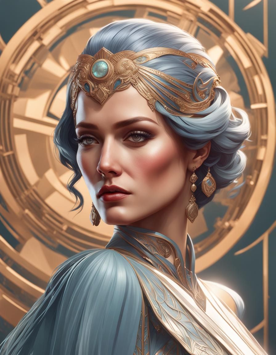Art Deco Portrait in Hyperdetailed Style