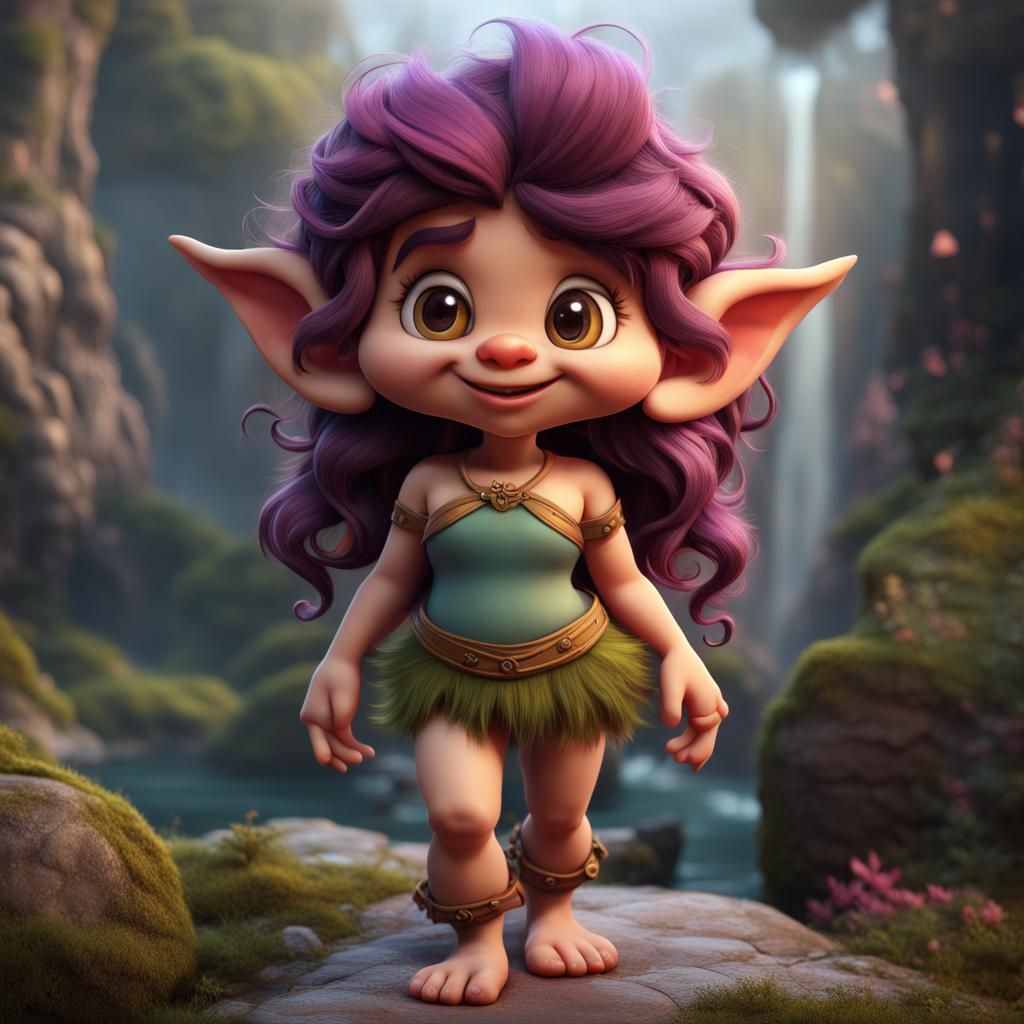 Hyperrealistic Cute Troll: Megara Full Body
