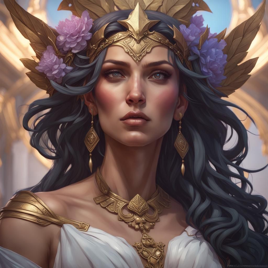 Detailed Portrait of Greek Goddess Nyx