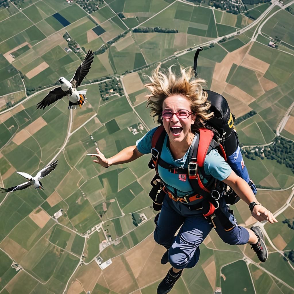 Toddler Skydiving with Bird