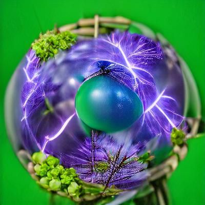 Violet Lightning Sphere Against Green Screen, Photography