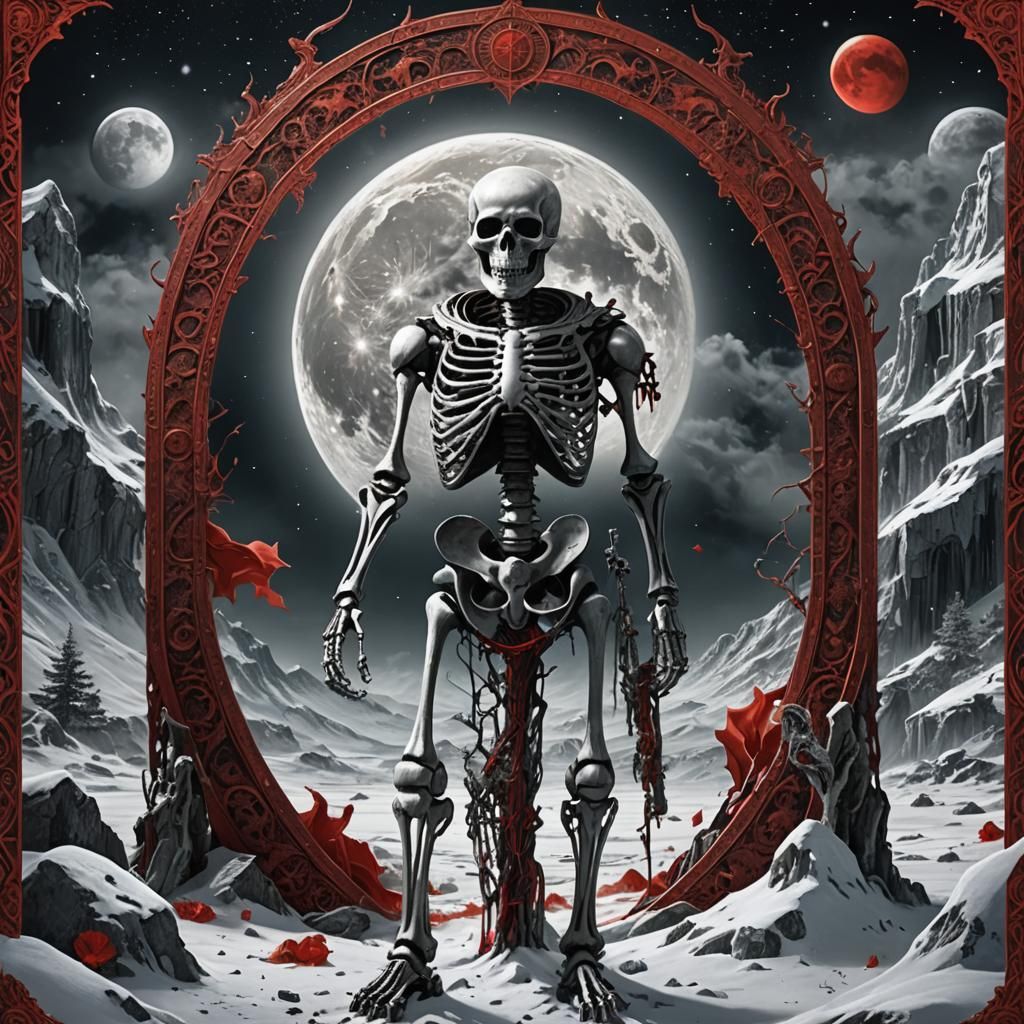 The Moon Tarot Card: Skeleton in Snow