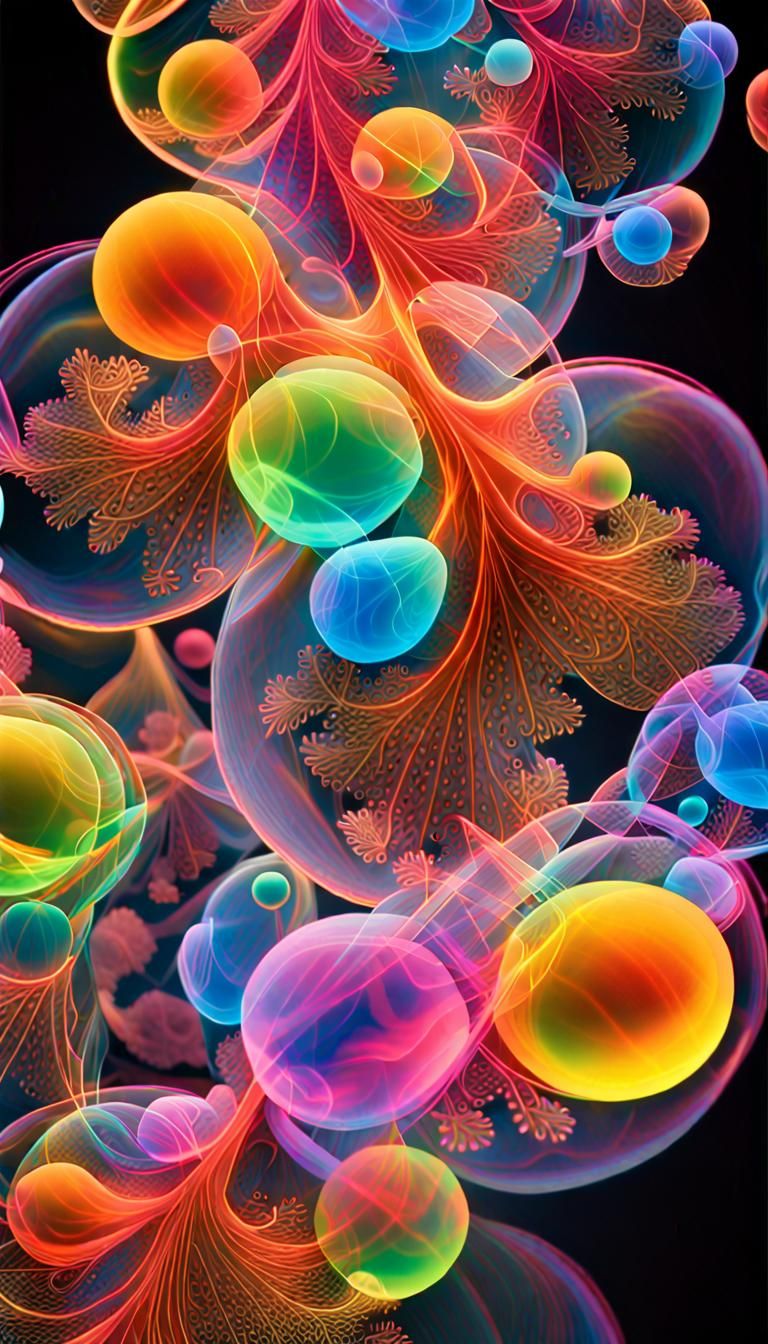 Iridescent Smoke Bubbles with Fractal Air Patterns