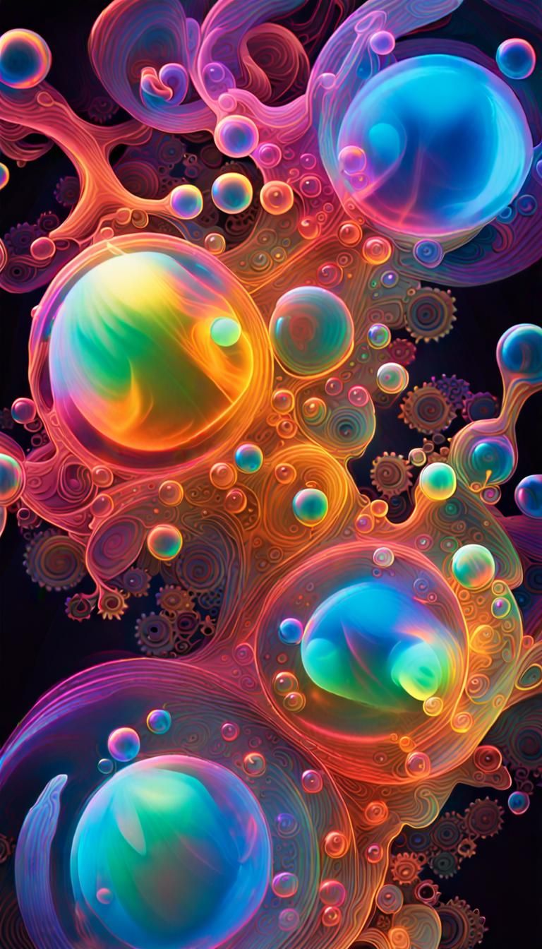 Iridescent Smoke Bubbles in Neon Colors