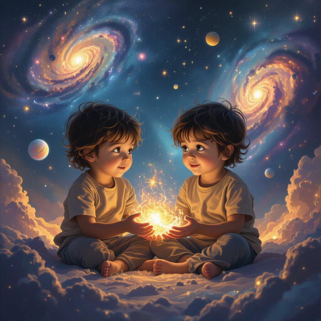 Children Create Universe in Cosmic Space