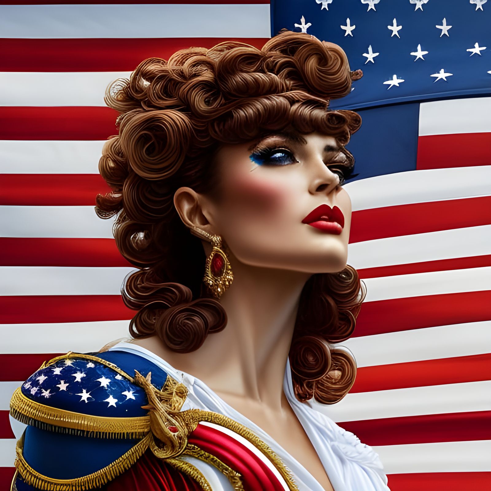 American Woman in Rococo Style Outfit