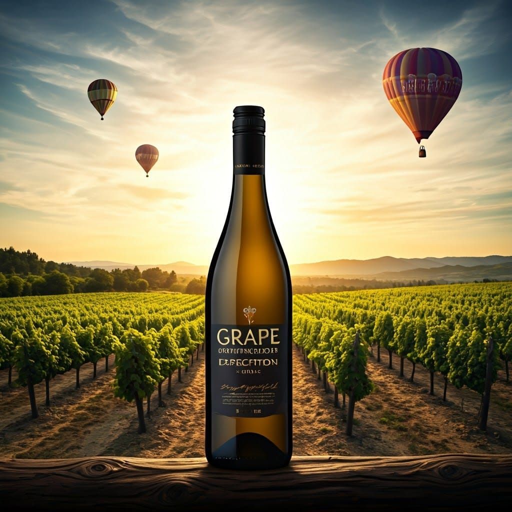 Wine Bottle to Grapevine with Hot Air Balloons
