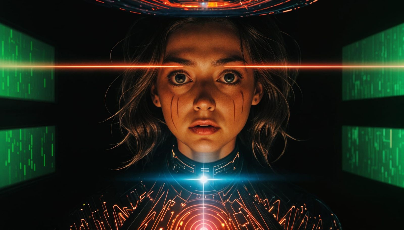 Disturbing Analog Horror Glitch Art in Cyberpunk Style