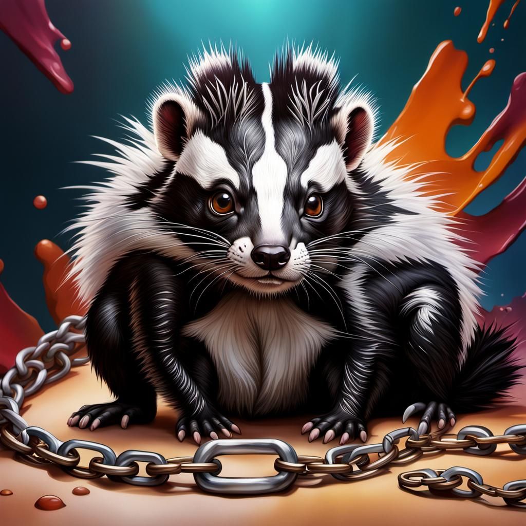 Hyperrealistic Skunks in Leather and Chain