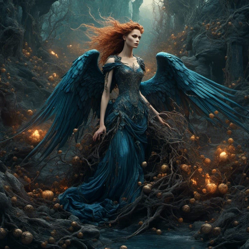 Detailed Fallen Angel in Matte Painting Style