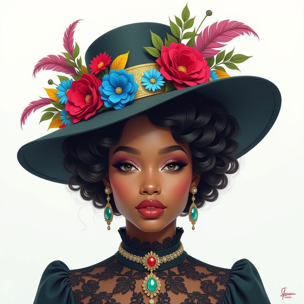 Black Woman in Fantastical Wearable Art Hat