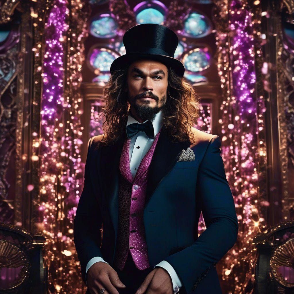 A detailed portrait of Jason Momoa as Willy Wonka, Marta Bevacqua + Stefano Gabbana + Art Nouveau + Brooke DiDonato :: D...