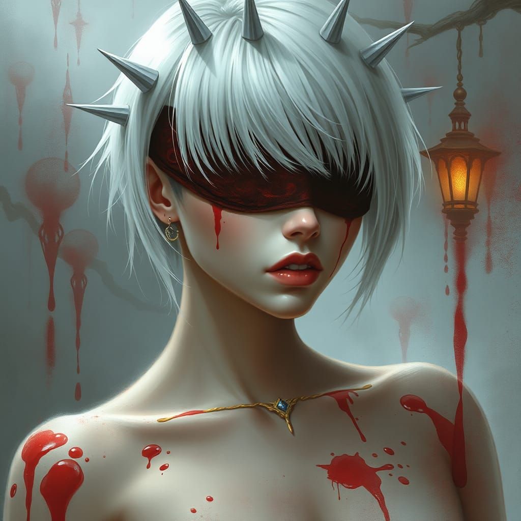 Ethereal Fantasy: Blindfolded Woman in Mist