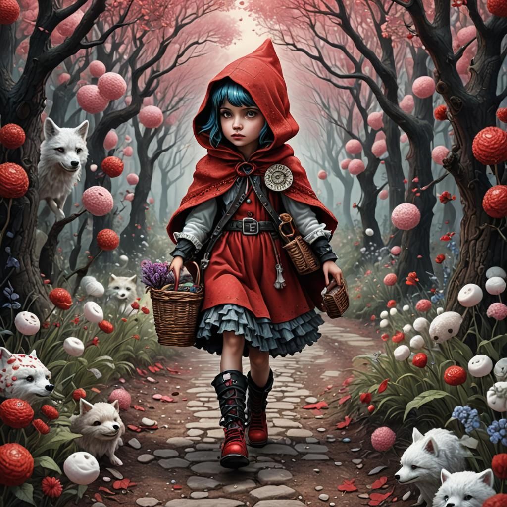 Punk Red Riding Hood on Magical Path