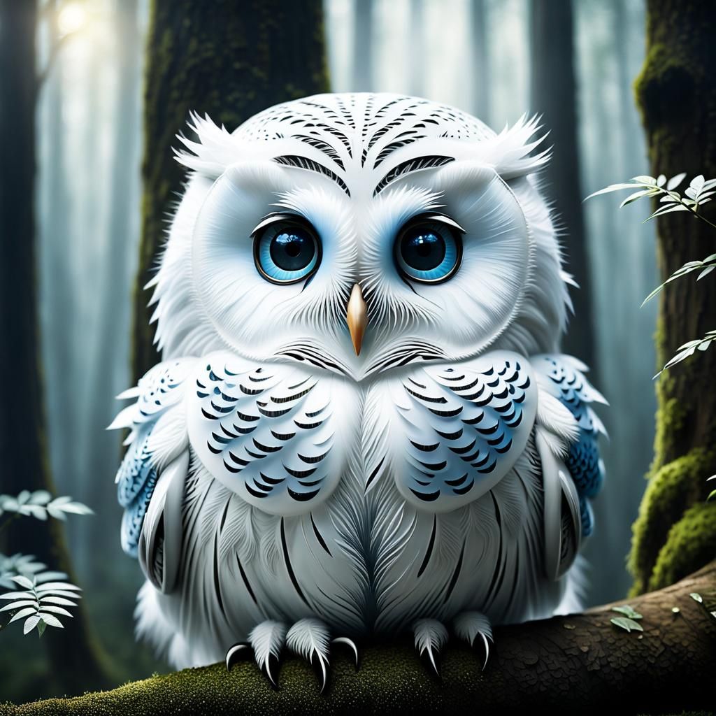 very cute newborn white baby owl