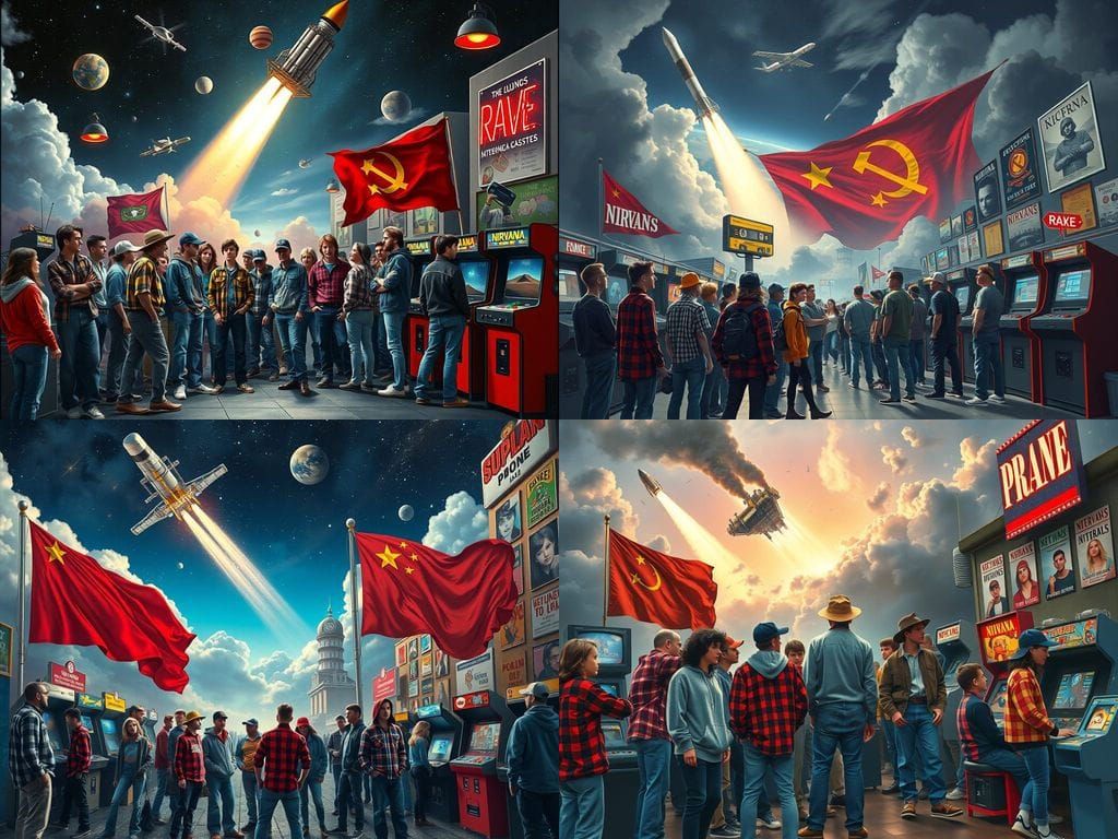 Nostalgic 90s Revival: A Cinematic Collage of Youth Culture