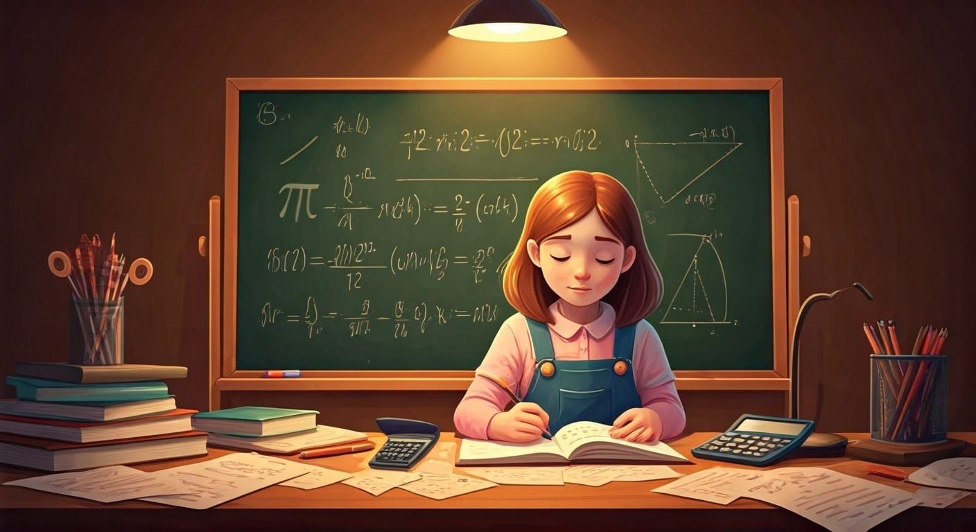 Math Whiz Girl Celebrates Pi Day in Charming Realist Style