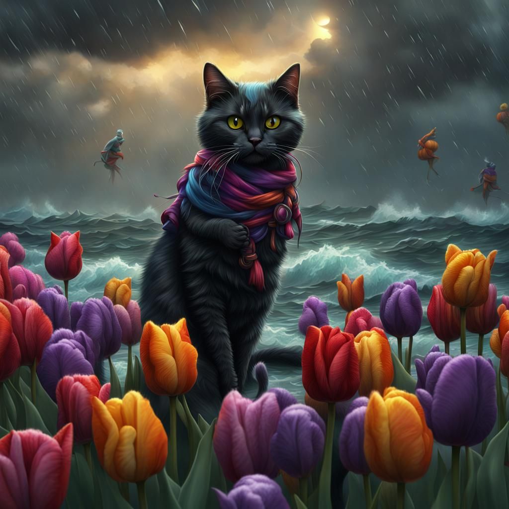 Tulip Pirate Kitty Cat Army Amidst Yarn Storm