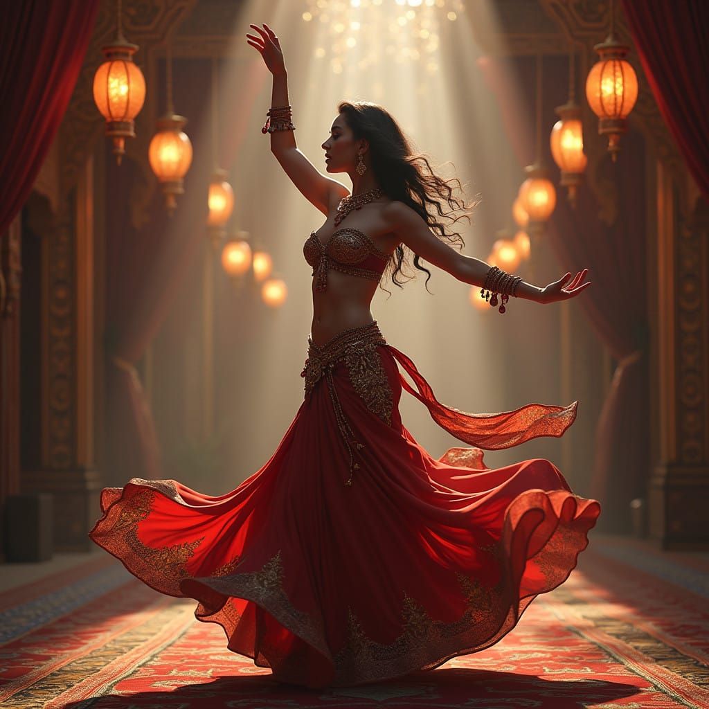 Ethereal Belly Dance in Vibrant, Mystical Middle Eastern Set...