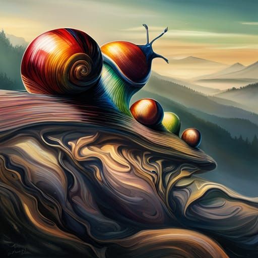 Fantastical Snail Painting with Complementary Colors