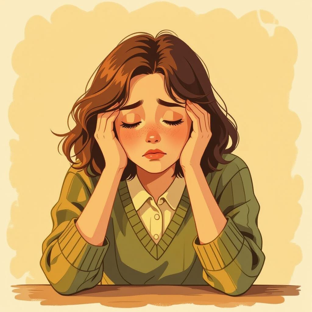 Weary Character in Golden Storybook Style