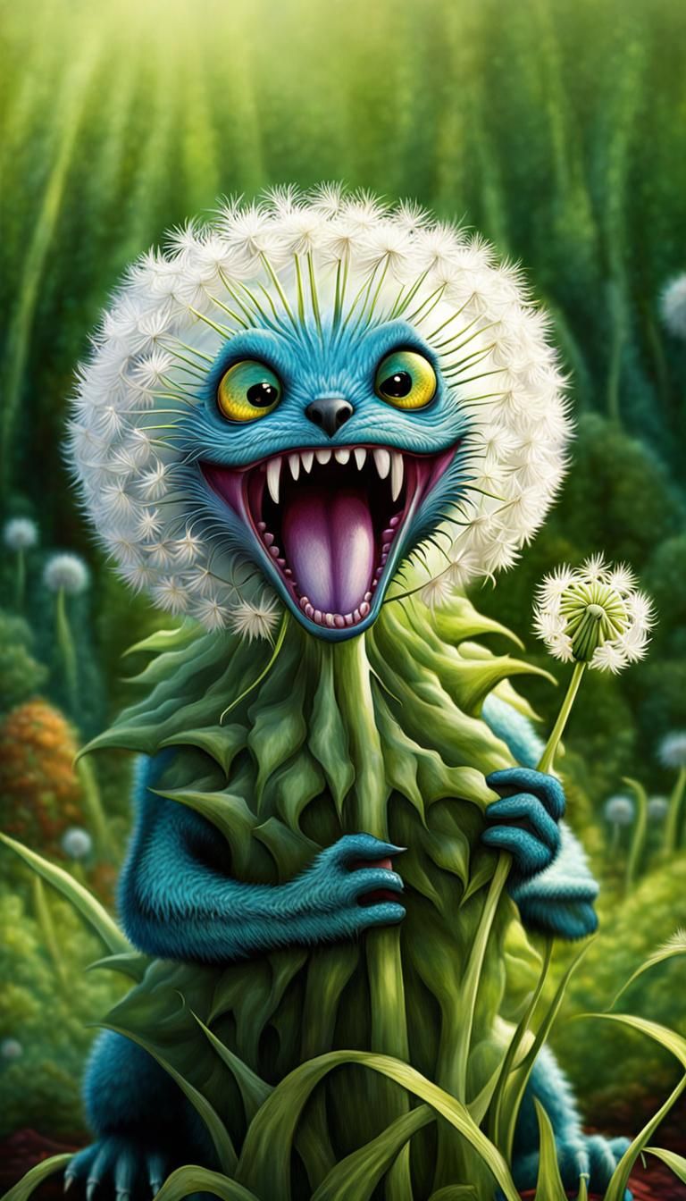 Dandelion Flower Fink Monsters Overtaking a Garden