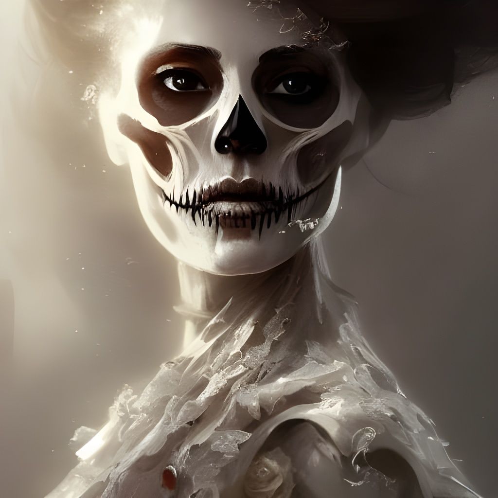 Hyperdetailed Skeleton Bride Portrait in Dark Fantasy Style