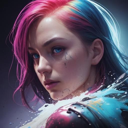 Hyperrealistic TV with Colorful Splash Art