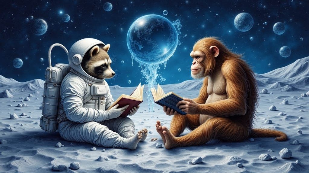Reading on the moon