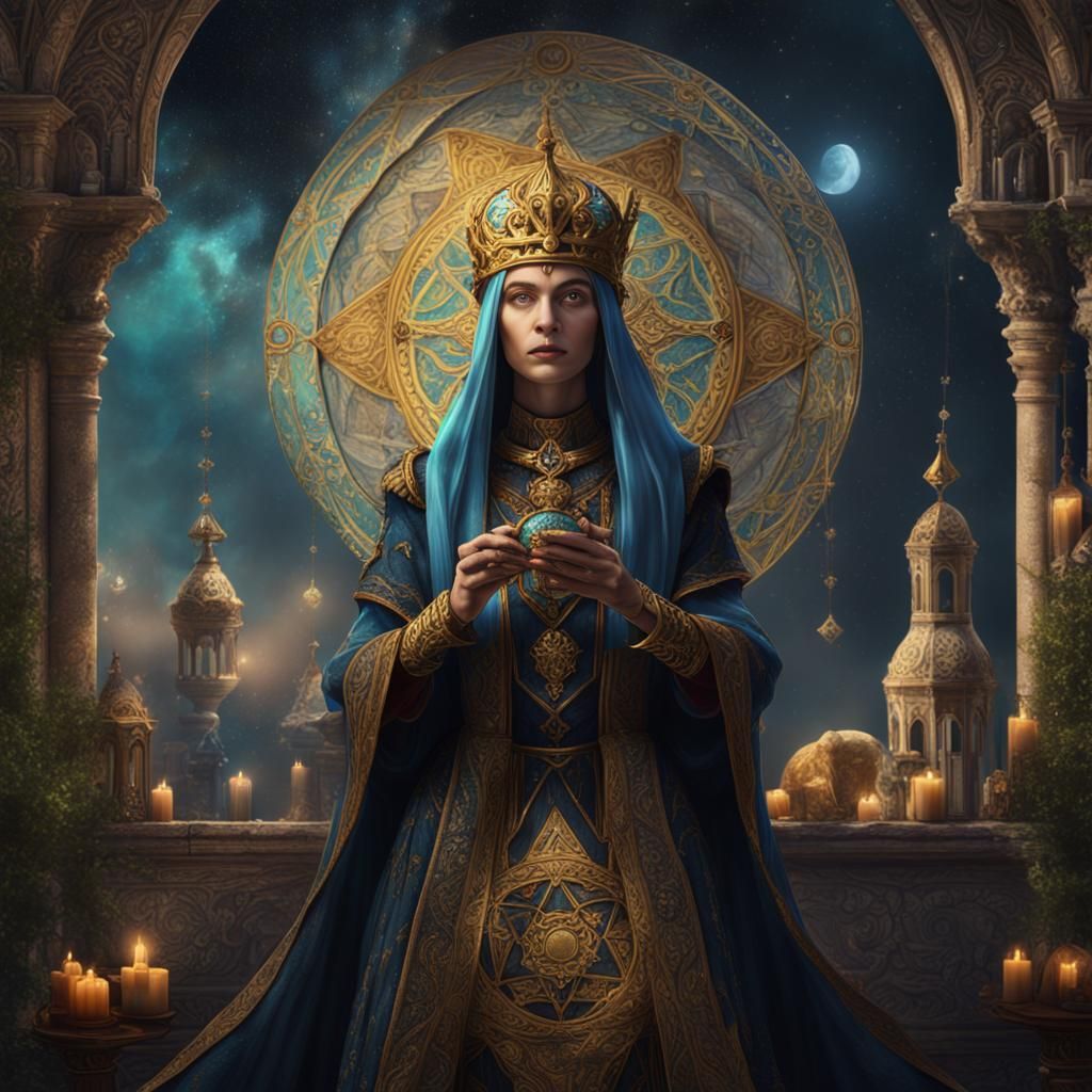 The High Priestess Tarot Card: Medieval Fantasy Art