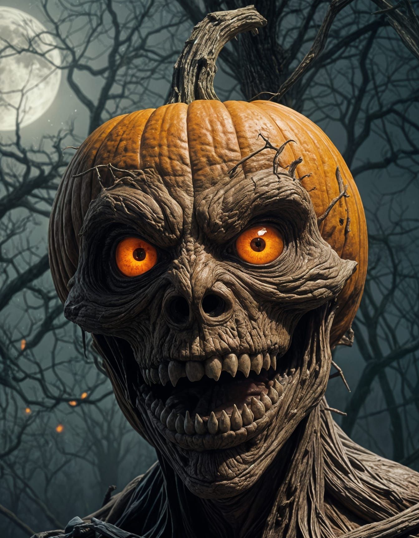 Menacing Pumpkinhead Emerges from Darkened Forest