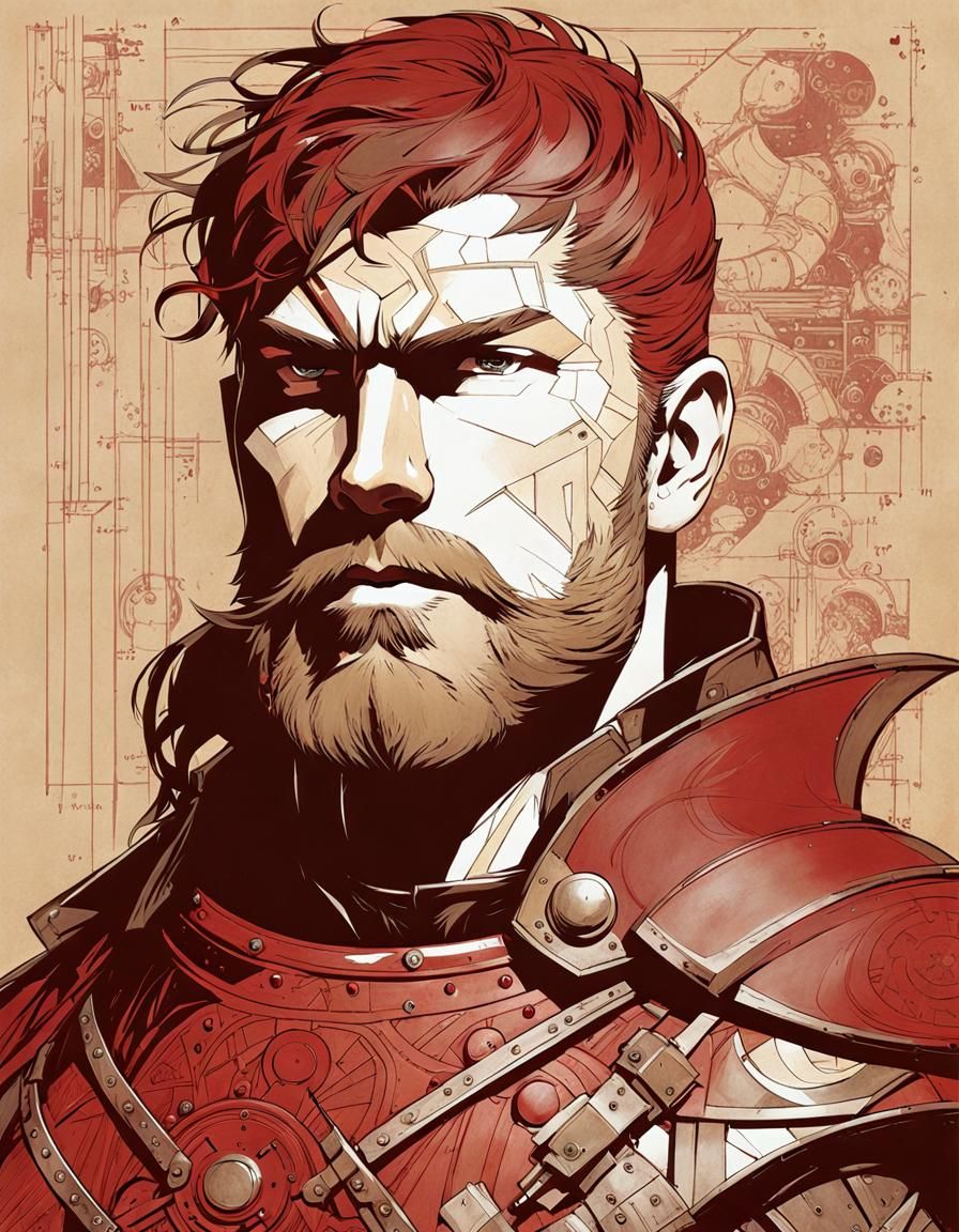 Viking Warrior in Etched Mechanical Armor